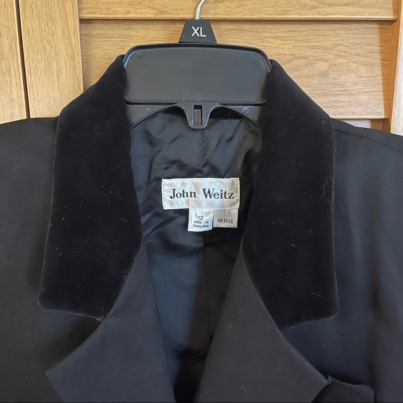 John Weitz Vintage Black Wool Velvet L Blazer Jacket - Picture 3 of 10